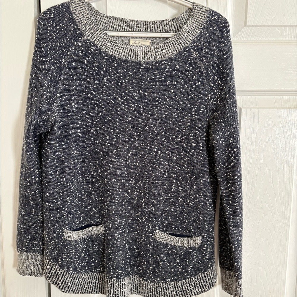 Lou & Grey Navy and White Speckled Sweater